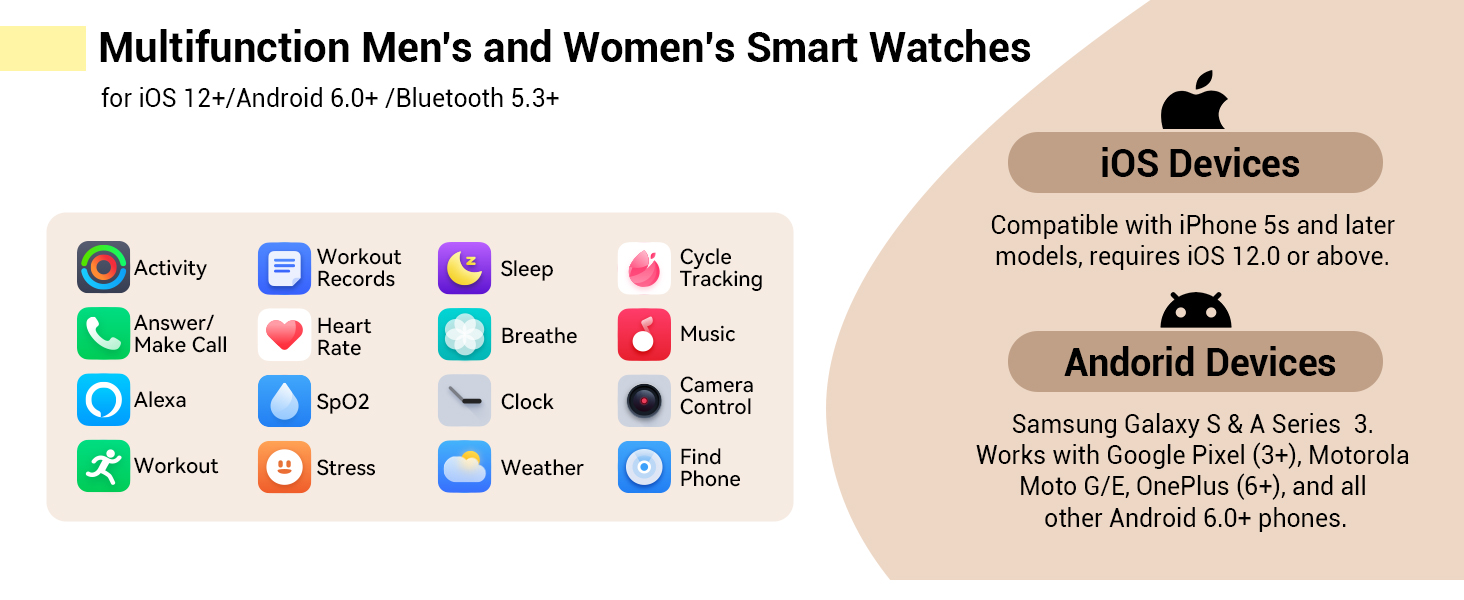 Smart watches for women Android and iPhone compatible smart watches for men