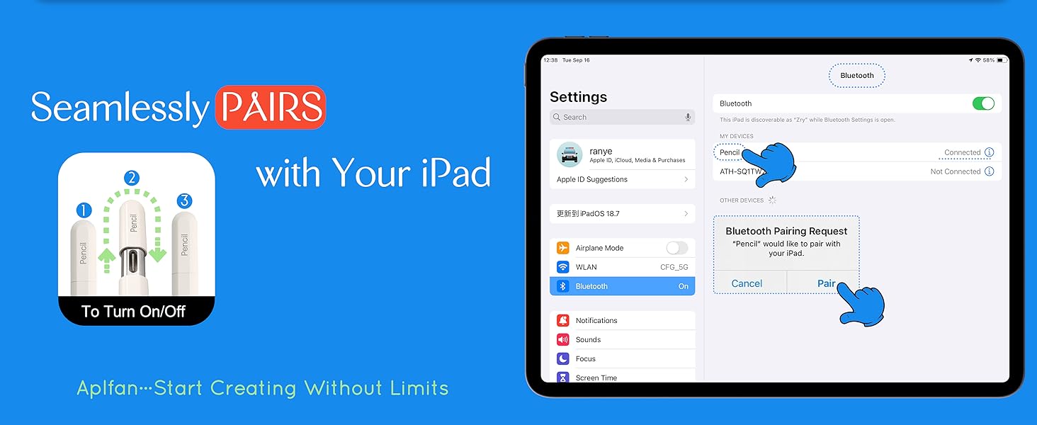 how to pairs ipad model name
