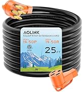 AOLINK 50 Amp RV/EV Extension Cord, 25 Feet, Heavy Duty STW Wire, NEMA 14-50P/R, for Tesla EV Cha...