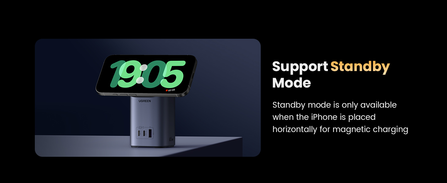 65W GaN Charging Station 3-Port with 15W Qi2 Wireless Charger Stand