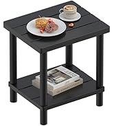 LEJANEOYE Outdoor Side Table, 2-Tier Small Outdoor Table for Patio, Adirondack Side Table for Out...