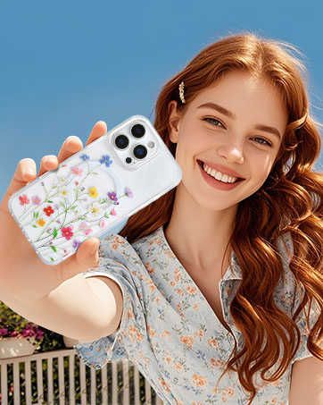 Slim Clear Anti-Yellowing Floral Protective Cover for Girls Women