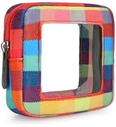 JINSI Small Clear Makeup Bag for Purse, Portable Checkered Cosmetic Pouch, Cute Travel Car Organi...