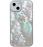Mother of Pearl Glitter Phone Case for iPhone 15 (NOT Pro) 2023,Bling Shiny Real Seashell Pattern...
