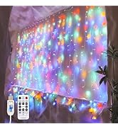 SINAMER Curtain Light for Bedroom, 200LED 6.6x6.6ft Multicolor Window Wall Hanging Fairy Curtain ...