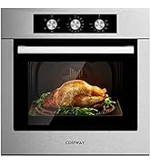COSTWAY 24" Single Wall Oven, Electric Built-in Wall Oven with 2.47 Cu. Ft. Capacity, 5 Cooking F...
