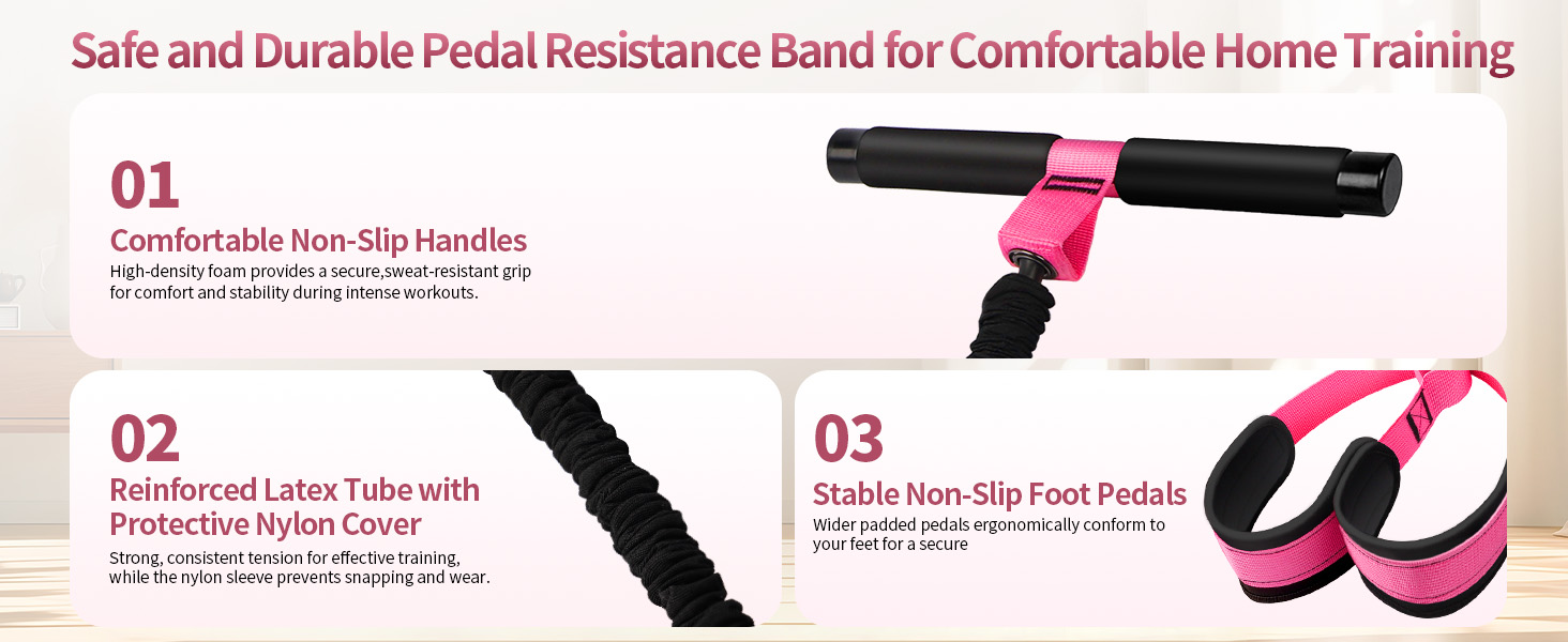 Safe Durable &amp;amp; Anti-slipPedal Resistance Band for Comfortable Home Training