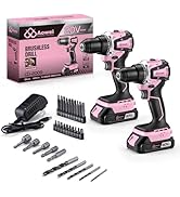 Aowei 20V Yellow Brushless Cordless Drill Set (2-Piece) - Compact Power Drill Driver with 2.0Ah B...