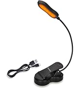 iGoober Amber Book Light, Rechargeable Blue Light Blocking Reading Light, Clip on Book Lamp, 3 Br...
