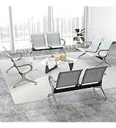 kinbor 2-Seat Waiting Room Chairs with Arms - Set of 4 Modern Reception Bench for Airport, Hospit...