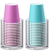 Bathroom Cup Dispenser, 2 Pack Mouthwash Cups Holder, Small Disposable Paper Cup Holders for Rins...