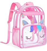 mommore Clear Backpack for Kids Unicorn Backpack for Girls 4-8 Water-Resistant See Through Cartoo...