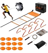 OLIXIS Soccer Agility Training Equipment Set- 20 ft Speed Ladder, 12 Soccer Cones, 4 Agility Hurd...
