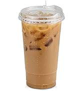 [50 Pack] Disposable Strawless Plastic Cups with Lids - 32 Oz Clear Plastic Cups and Sippy Cups L...