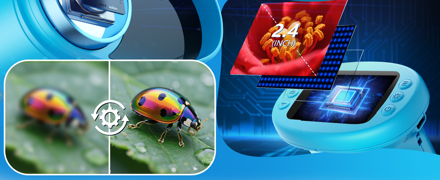 Manual focus ensures sharp imaging