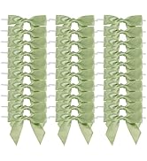AIMUDI Sage Green Satin Ribbon Twist Tie Bows 3.5" Pretied Bows Premade Bows for Treat Bags Craft...