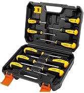 HORUSDY 11-piece Magnetic Screwdriver Set with Case, 5 Phillips &amp; 5 Flat Head Tips with Magnetize...