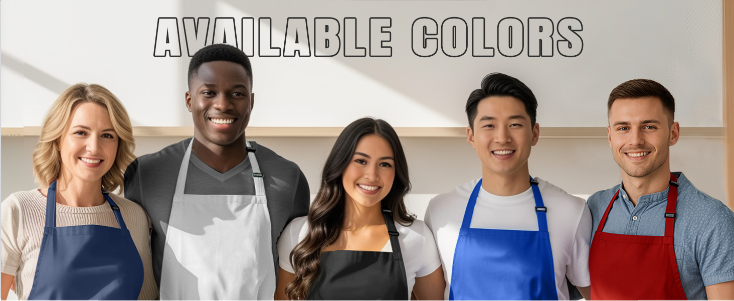 Water Oil Resistant Chef Cooking Aprons Two 2 Pockets Men Women Baking Painting Waiter Waitress