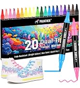 Fabric Markers Permanent for Clothes, 20 Colors Dual Tip with Fine and Chisel Tips Paint Pens for...