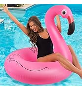 Sinbyuer Flamingo Inflatable Pool Floats, Pool Tubes Swim Ring Pink Pool Float, 42Inch Large Pool...