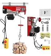 Mini Electric Hoist with Emergency Stop, 220lb Capacity, 480W 110V, Wired Remote, 2 Lifting Strap...