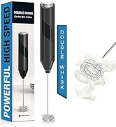 Double Whisk Milk Frother, Handheld Electric Blender stick, Drink Mixer with Food Grade Stainless...
