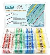 500Pcs Solder Seal Wire Connectors Kit, Heat Shrink Wire Connectors Waterproof Electrical Cable B...