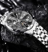 OLEVS Watches Men Luxury Chronograph Moon Phase Waterproof Luminous Watches for Men Analog Quartz...