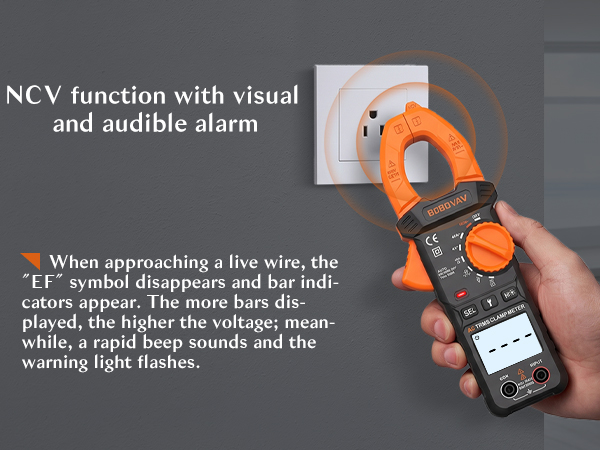 NCV Non-contact Voltage Detection Feature of Amp Clamp Meter