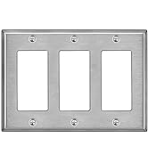 BESTTEN 3-Gang Decorator Metal Wall Plate with White or Clear Plastic Film, Standard Size, H4.50"...