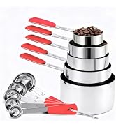 Bopei Measuring Cups and Spoons Set Stainless Steel 10 Piece for Cooking and Baking (5 Cups + 5 S...