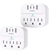2 Pack Multi Plug Outlet Splitter with USB, Surge Protector Outlet Extender with 3 Wall Outlets 4...