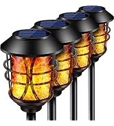 TomCare Solar Metal Flickering Flame Torches Waterproof Outdoor Heavy Duty Solar Pathway &amp; Landsc...