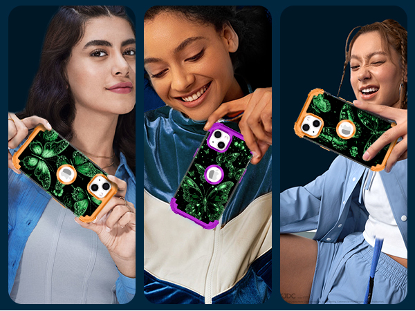 iphone 13 case iphone 14 case glow in the dark butterfly cute heavy duty