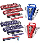 8-Piece Magnetic Socket and Wrench Organizer Set, Metric &amp; SAE, 1/4", 3/8", 1/2"Drive Detachable ...