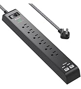 Surge Protector Power Strip 10 ft with 4 USB Ports 2 USB-C 6 AC Outlets, Flat Plug Extension Cord...