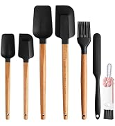Silicone Spatula Set - 7 Piece Food Grade Rubber Spatula Heat Resistant | Black Spatulas Silicone...