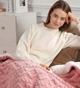 Pink Heated Blanket Electric Throw 50''X60'' - Thick Electric Blanket Throw with 5 Fast Heating L...