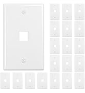 FGB 1-Port Keystone Wall Plate 20-Pack, Low-Profile Single Gang Wall Plates for RJ45, HDMI, and C...
