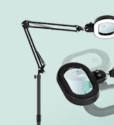 KMDES 12X &amp; 30X Floor Magnifying Glass with Light and Stand, Three-axis Rotation Infinite Color D...