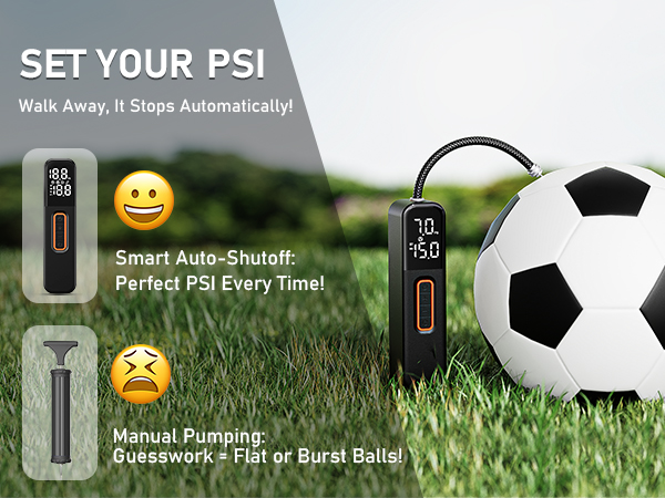 soccer ball pump auto inflate & stop