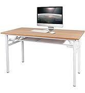 Need Folding Computer Desk with Storage Shelf, 47 inches Home Office Desk Folding Table Computer ...