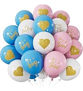 Adeyoo Gender Reveal Balloons - Pink and Blue Balloons 12 Inch Boy or Girl Balloon Pastel Pink Bl...