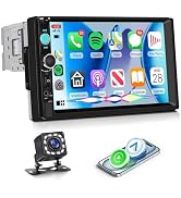 7 Inch Single Din Car Stereo MP5 Multimedia Player with Wireless Carplay Android Auto, 1 Din Car ...
