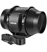 VEVOR Inline Duct Fan, 6-Inch 380 CFM with Power Cord, Quiet AC-Motor Ventilation Exhaust Fan for...