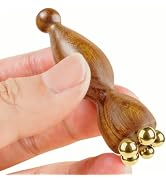 KINTEGOOD Mini Ice Roller, Sandalwood Facial Massage Tool, 5 Copper Beads for Face and Eyes, Trav...
