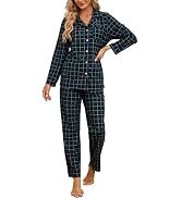 HEARTNICE Women Soft Pajama Set, Long Warm Flannel Pajamas Lightweight Cute Printed Pjs Set with ...