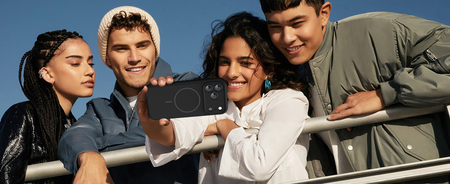 A group of smiling individuals in different poses showcasing what appears to be writing instruments against various backgrounds.