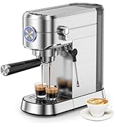 Electactic Espresso Machine 20 Bar, Compact Espresso Coffee Maker with Steam Milk Frother, Stainl...