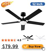 52 Inch Ceiling Fans with Lights, App&amp;amp;amp;Remote Control, Low Profile Modern Ceiling Fan, 6 Sp...